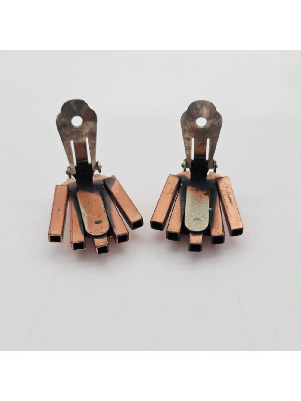 Renoir Copper Clip-On Earrings Geometric Bar Design MCM Jewelry - Picture 10 of 10